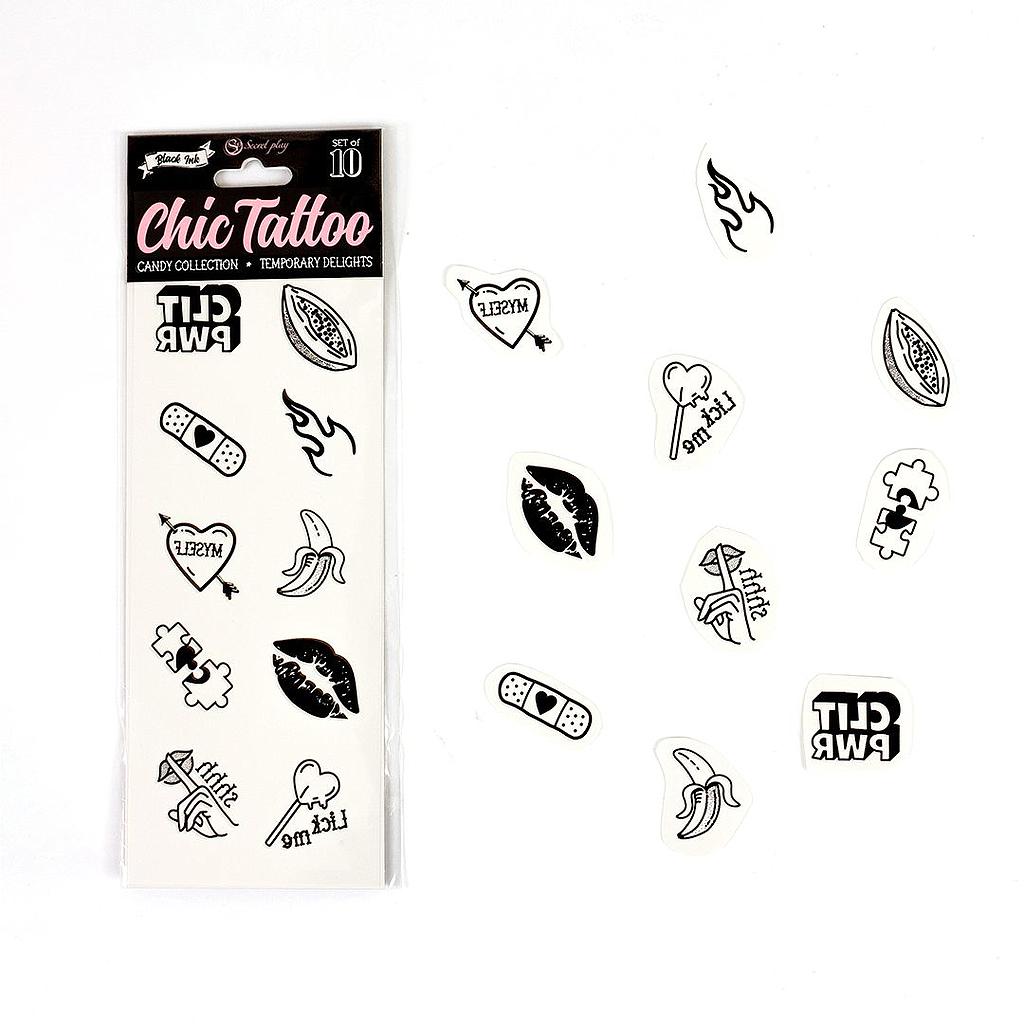 Set 10 Tatuaje Temporare Candy Collection, Negru