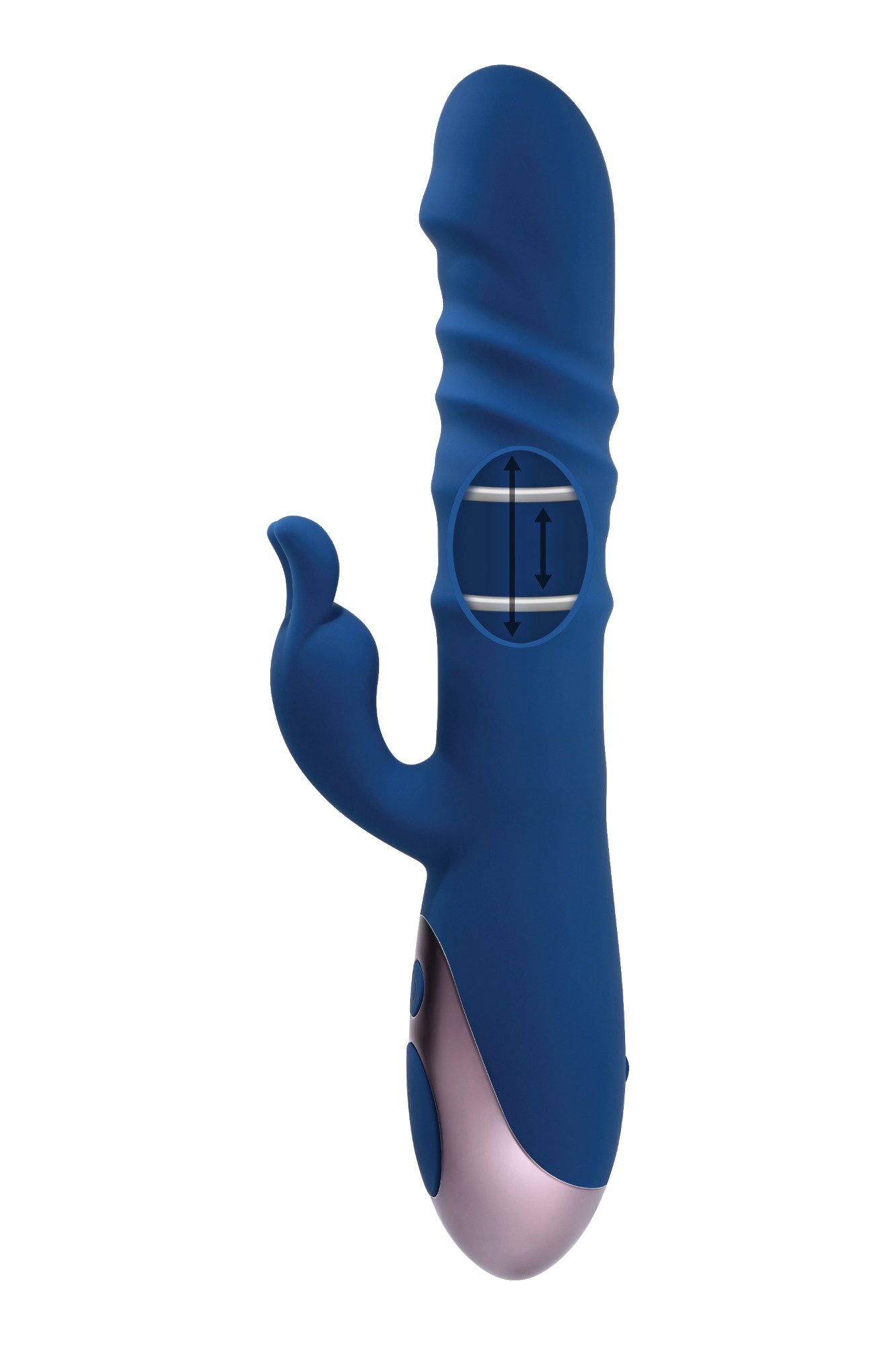 Vibrator Iepuras The Ringer 10 Moduri Stimulatoare, Thrusting, Silicon, USB, Albastru, 23.8 cm