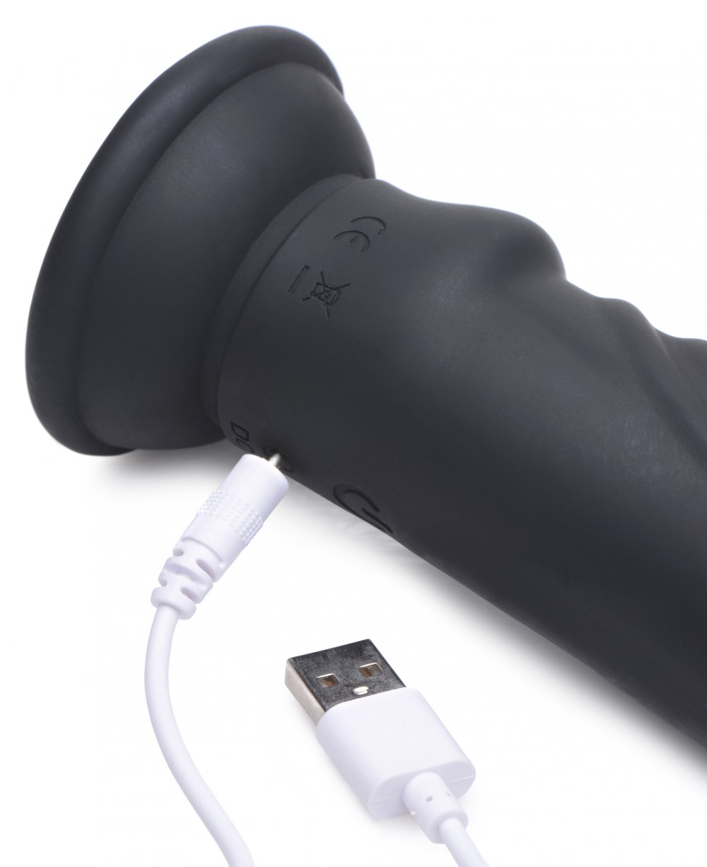 Vibrator E-Stim Pro Remote Control, 5 Functii Vibratii + Electrosocuri, Silicon, USB, Negru, 20.3 cm