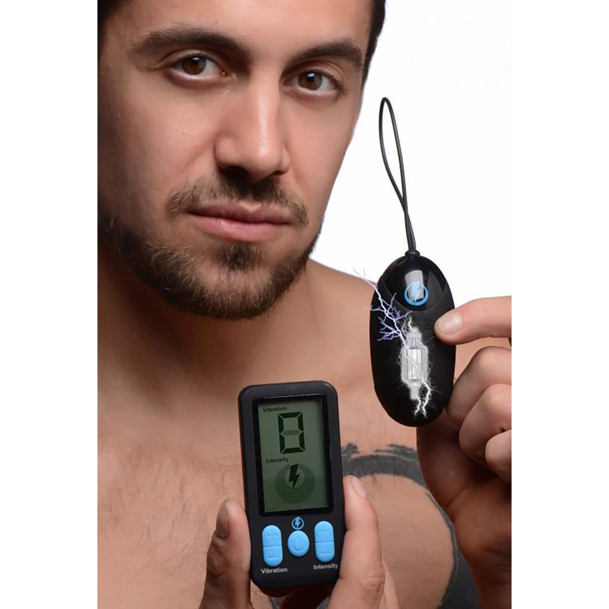 Ou Vibrator E-Stim Pro Remote Control 5 Functii Vibratii+Electrosocuri Silicone Negru