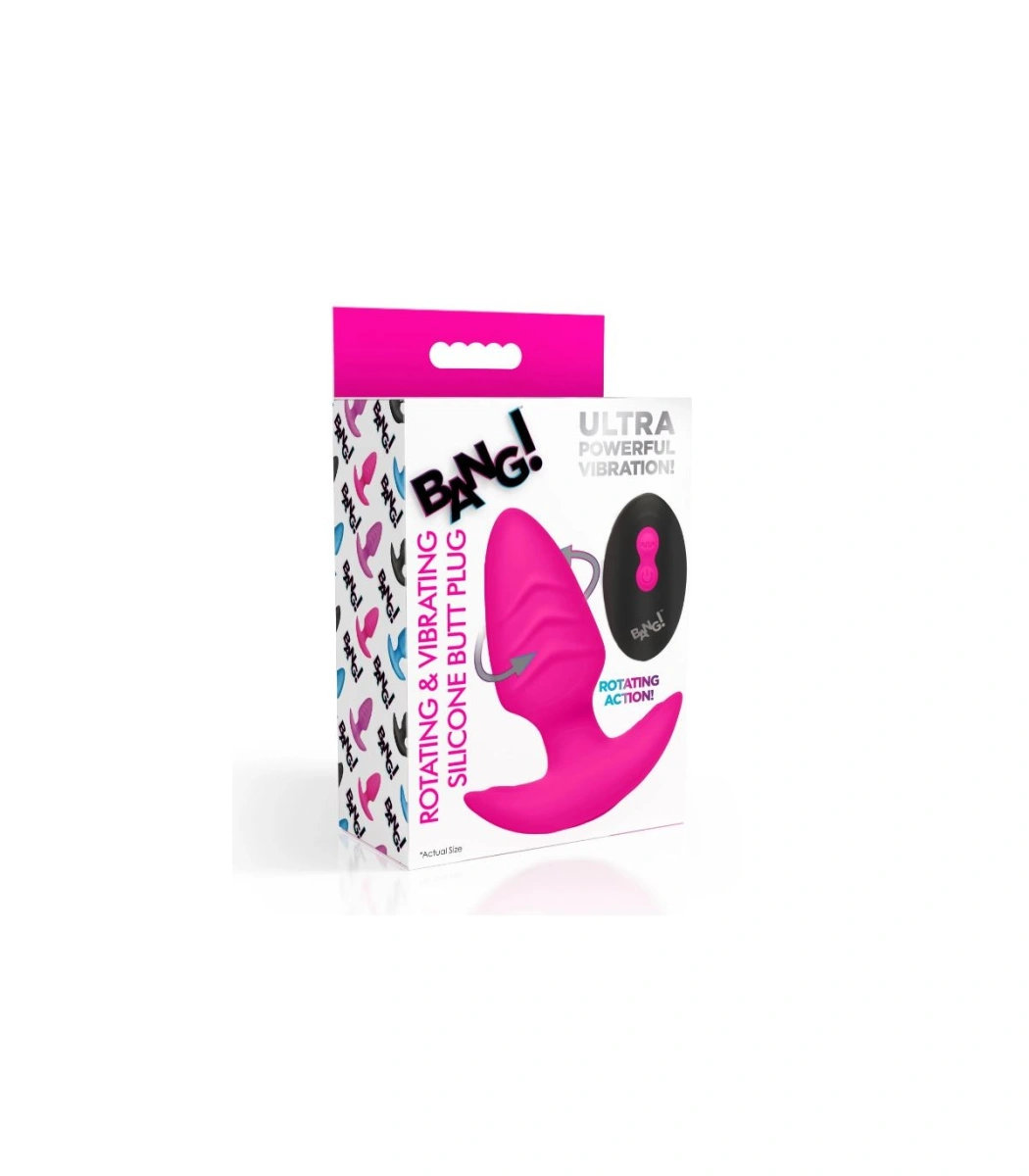 Vibrator Anal Rotativ cu Telecomanda, 7 Moduri+3 Viteze, Silicon, Roz, 9.8 cm
