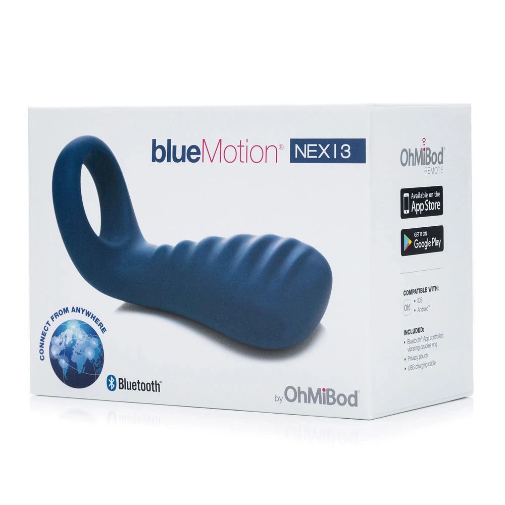 Inel Penis Nex3 BlueMotion Bluetooth Control Silicon Albastru USB
