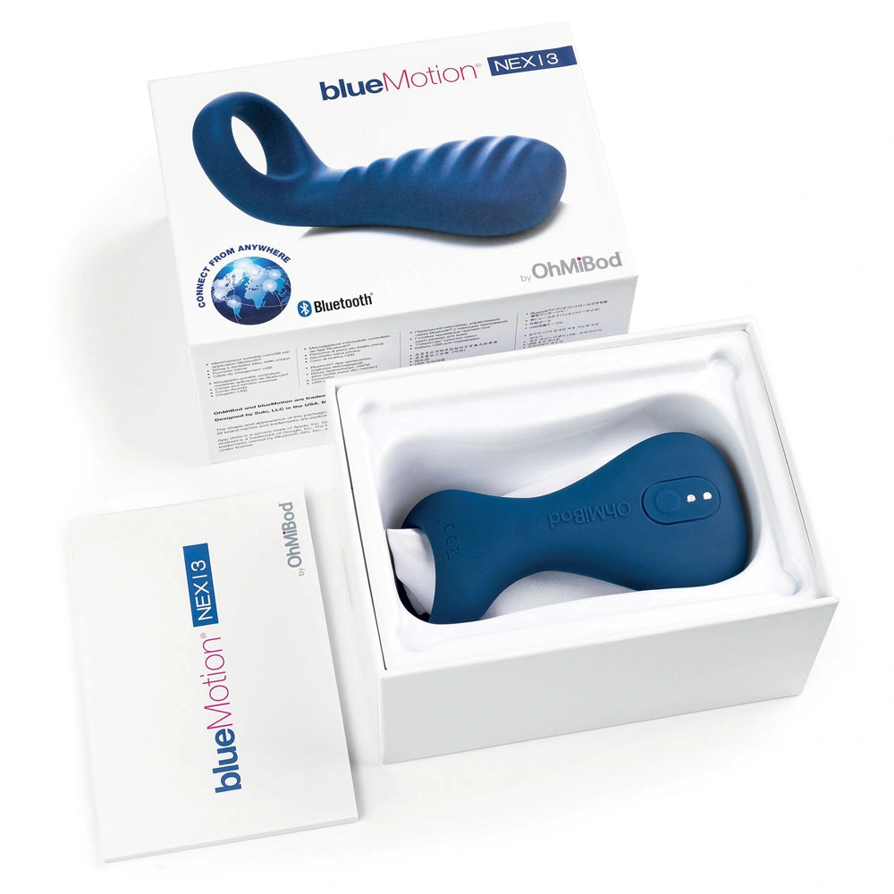 Inel Penis Nex3 BlueMotion Bluetooth Control Silicon Albastru USB