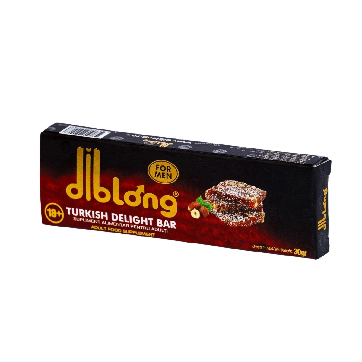 Supliment alimentar DIBLONG Turkish Delight Bar pentru barbati pe baza de rahat turcesc, cu plante care sustin sanatatea sexuala si functia de reproducere, 30g