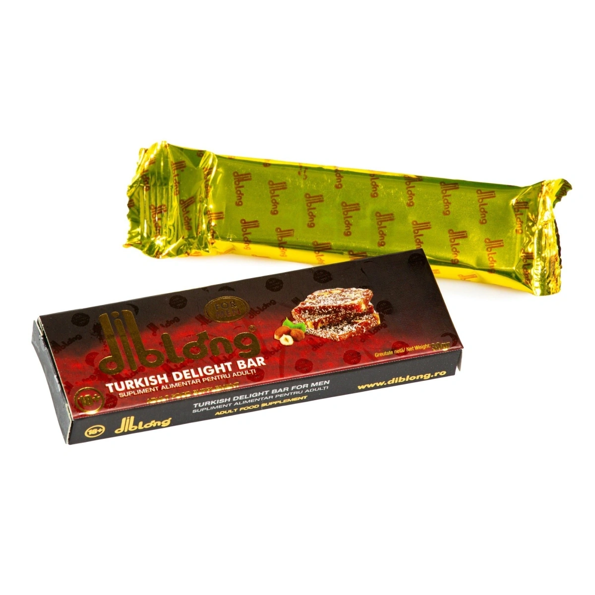 Supliment alimentar DIBLONG Turkish Delight Bar pentru barbati pe baza de rahat turcesc, cu plante care sustin sanatatea sexuala si functia de reproducere, 30g