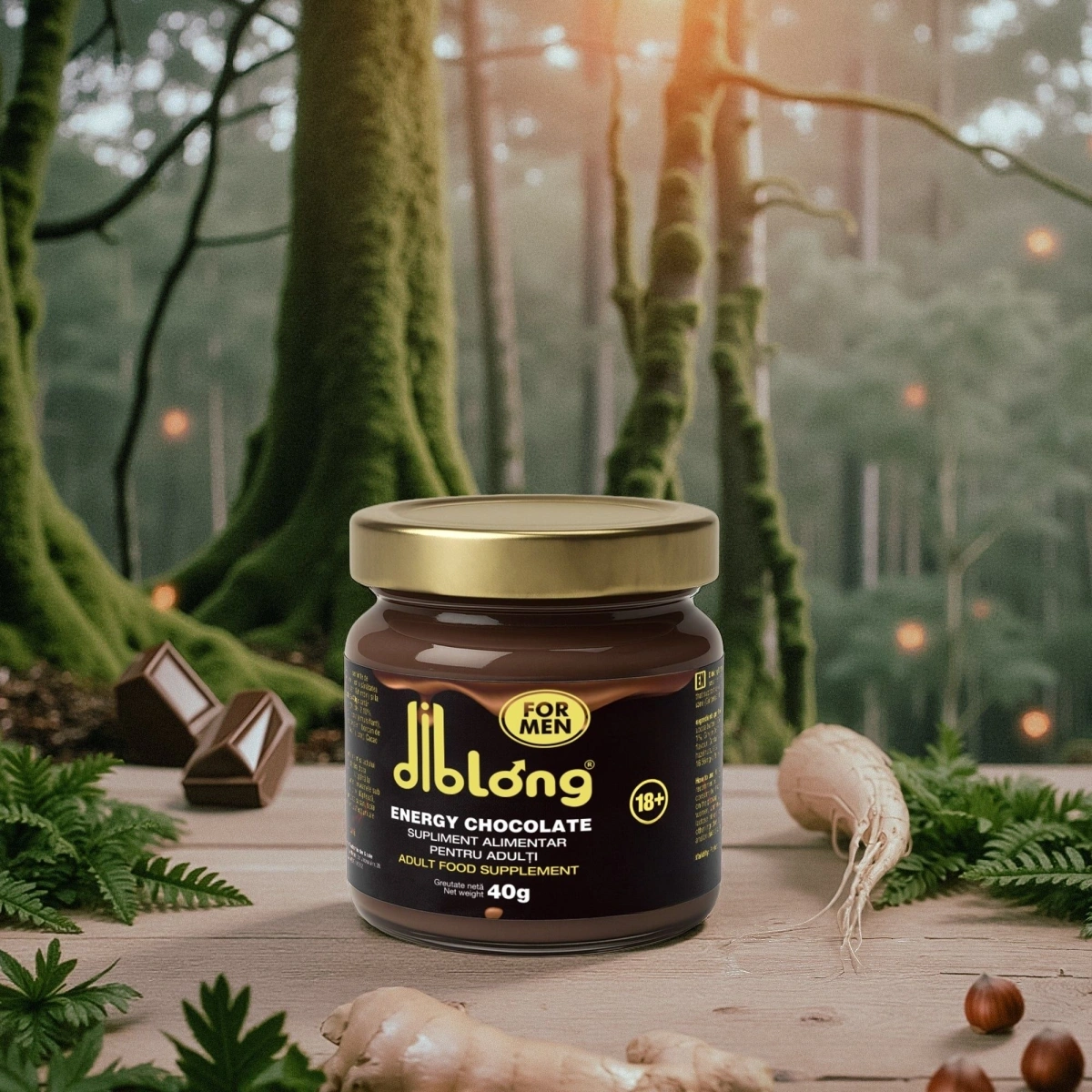 Supliment alimentar Diblong Energy Chocolate pentru barbati sub forma de ciocolata tartinabila, cu ingrediente naturale care sustin sanatatea sexuala si functia erectila, 40g