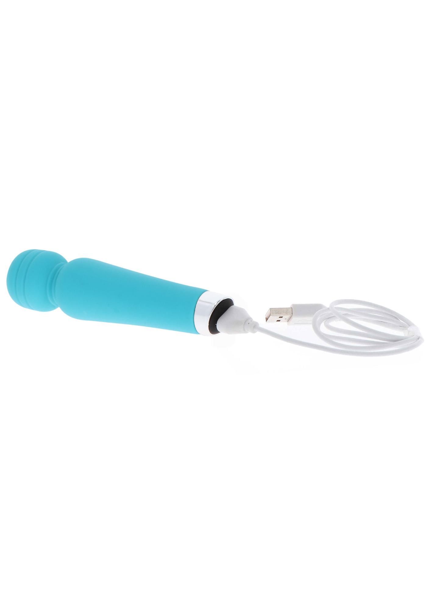 Vibrator Masaj Push My Limits, 7 Moduri Vibratii, Silicon, USB, Albastru, 14.5 cm