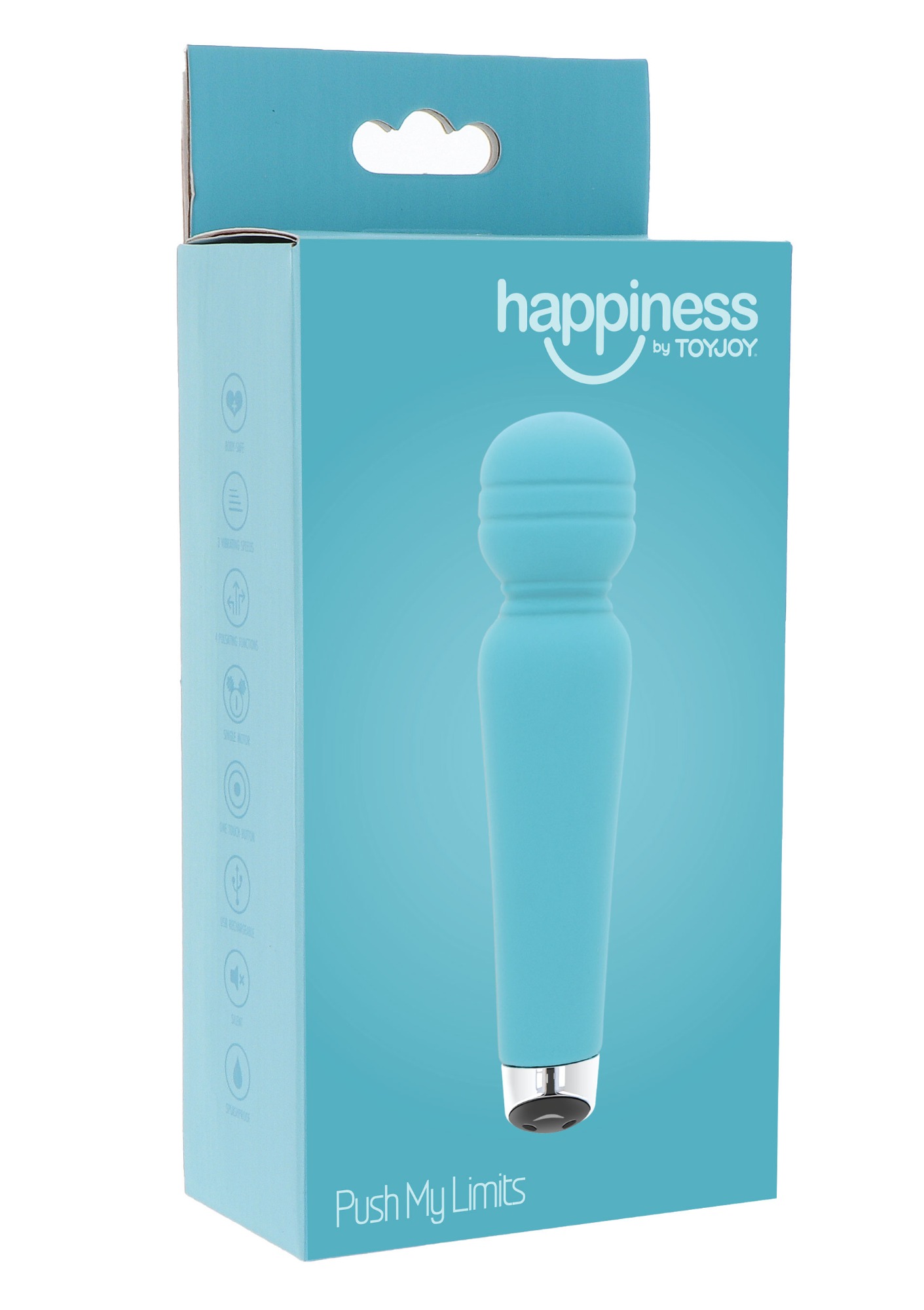 Vibrator Masaj Push My Limits, 7 Moduri Vibratii, Silicon, USB, Albastru, 14.5 cm