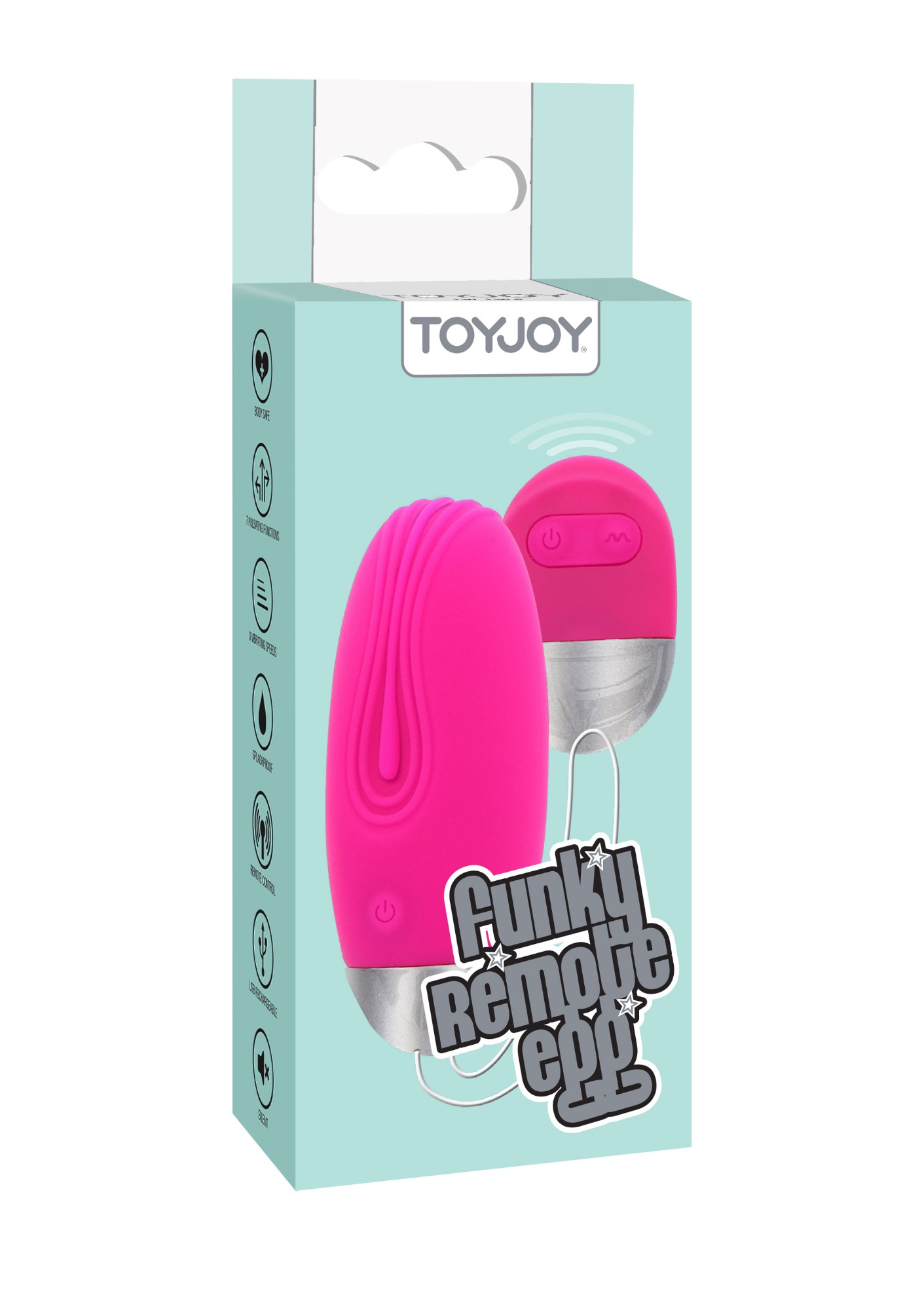 Ou Vibrator Funky Remote Egg 10 Moduri Vibratii Silicon Roz