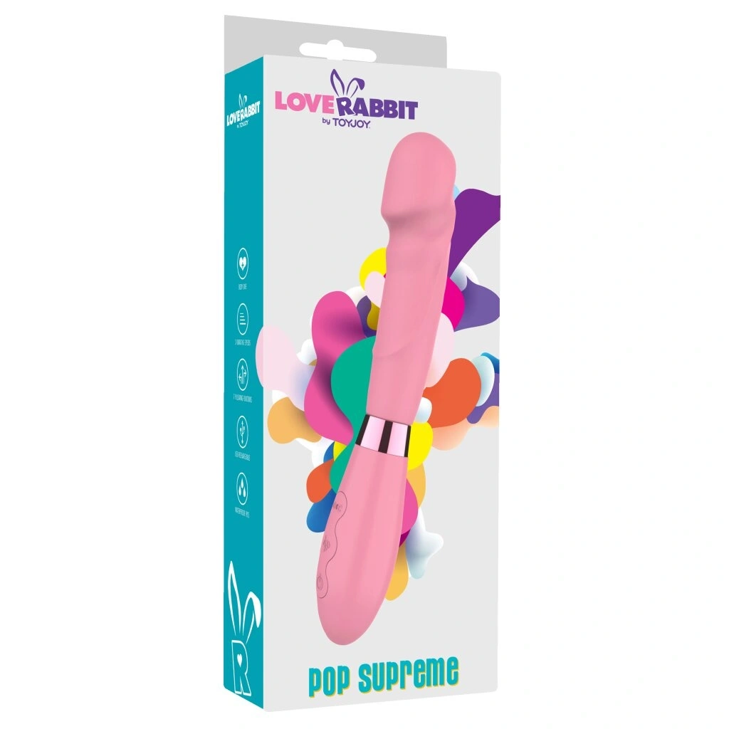 Vibrator Pop Supreme, 10 Moduri Vibratii, Silicon, USB, Roz, 21 cm