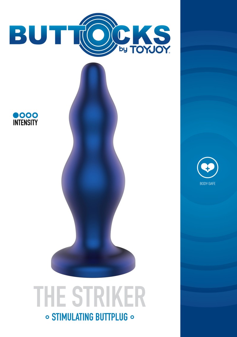 Dop Anal The Striker Buttocks, Silicon, Albastru, 12.5