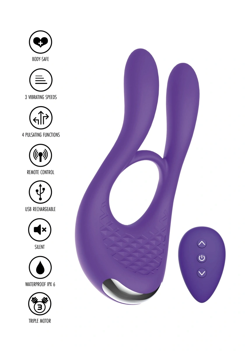 Inel de Penis Joy Ride To Paradise, Remote Control, 7 Moduri Vibratii, Silicon, USB, Mov