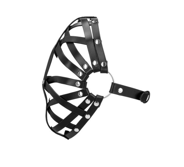 Masca de Fata Fetish Cage Mask, Pu Leather, Negru