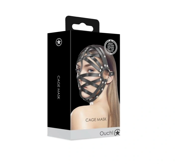 Masca de Fata Fetish Cage Mask, Pu Leather, Negru