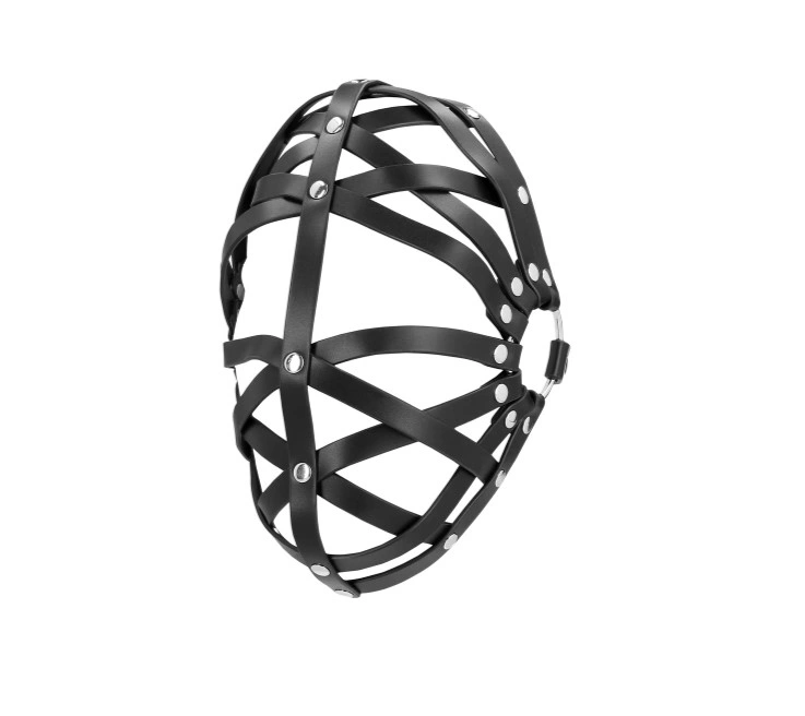Masca de Fata Fetish Cage Mask, Pu Leather, Negru