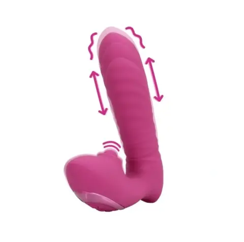 Vibrator Thrusting&Tapping, 10 Moduri Stimulatoare, Silicon, USB, Roz, 15.6 cm