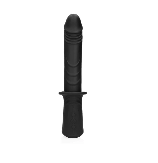 Vibrator Realist Hand Held, 10 Moduri Vibratii, Silicon Lichid, Negru, USB