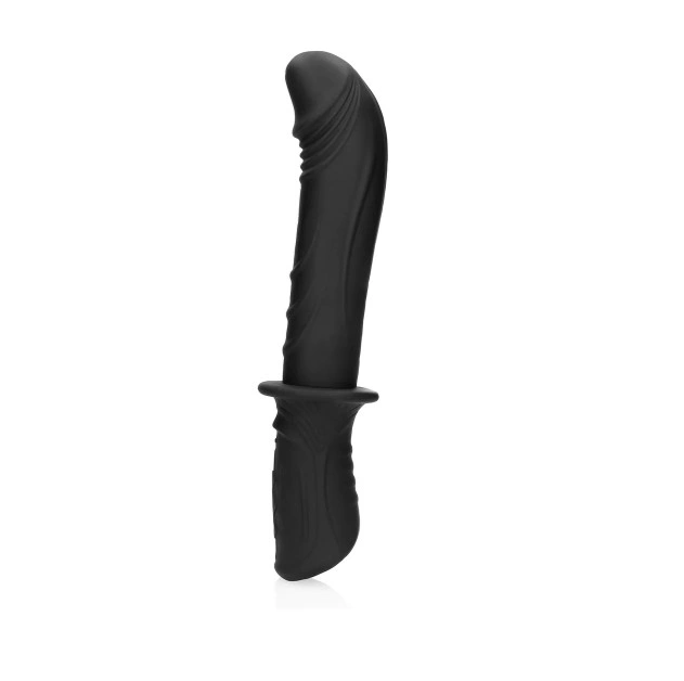Vibrator Realist Hand Held, 10 Moduri Vibratii, Silicon Lichid, Negru, USB