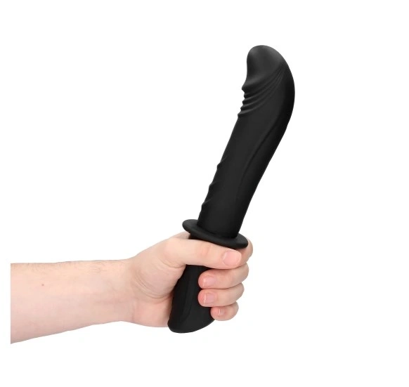 Vibrator Realist Hand Held, 10 Moduri Vibratii, Silicon Lichid, Negru, USB