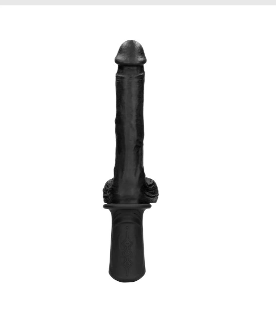 Vibrator Realist Hand Held, Vibrating&Thrusting, Silicon Lichid, Negru, USB