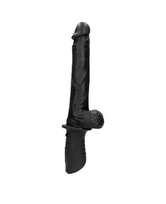 Vibrator Realist Hand Held, Vibrating&Thrusting, Silicon Lichid, Negru, USB