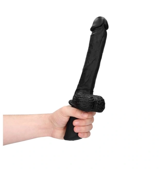 Vibrator Realist Hand Held, Vibrating&Thrusting, Silicon Lichid, Negru, USB
