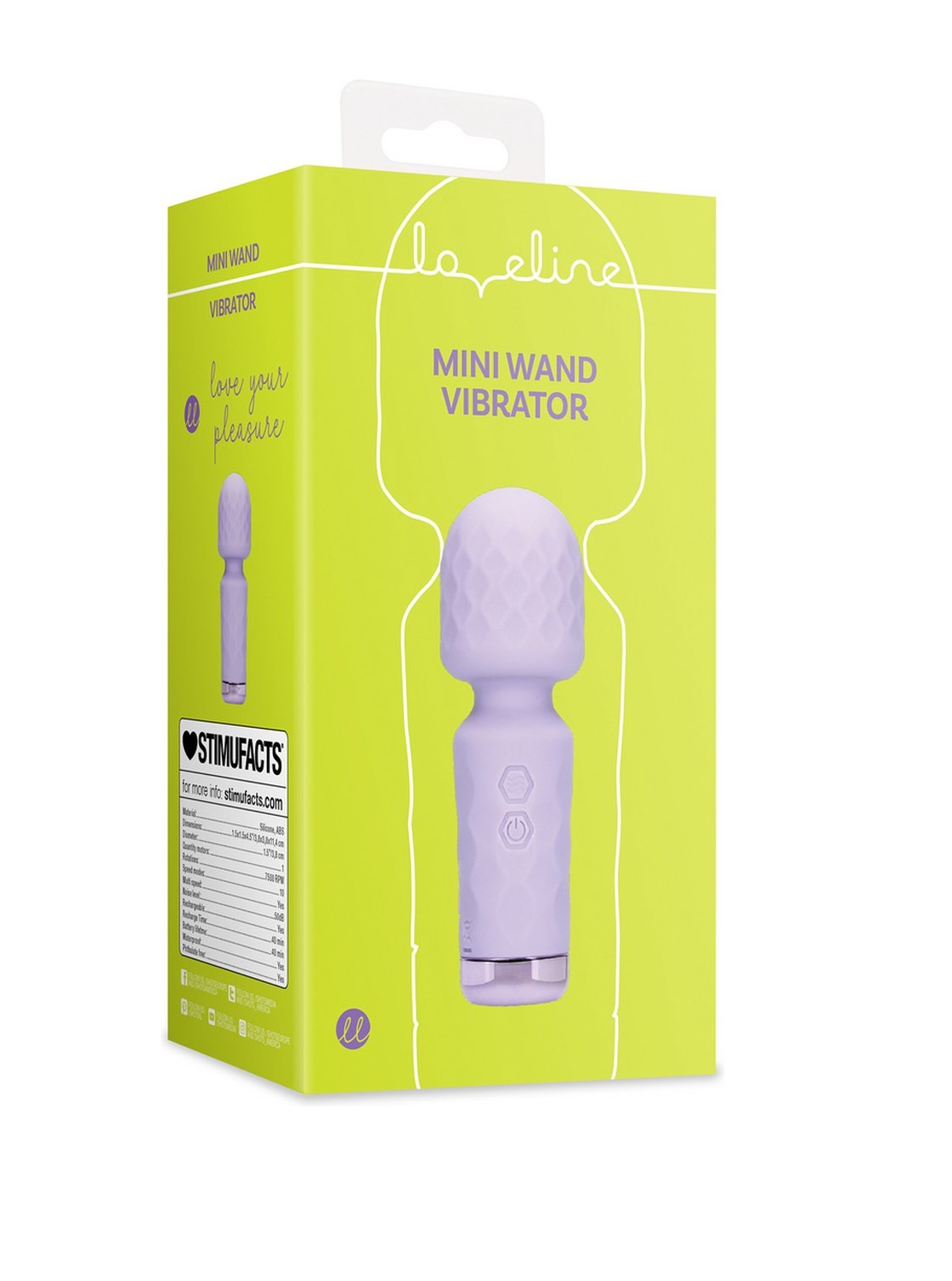 Vibrator Masaj Mini Wand Night Magic, 10 Moduri Vibratii, Silicon, USB, Mov, 11.4 cm