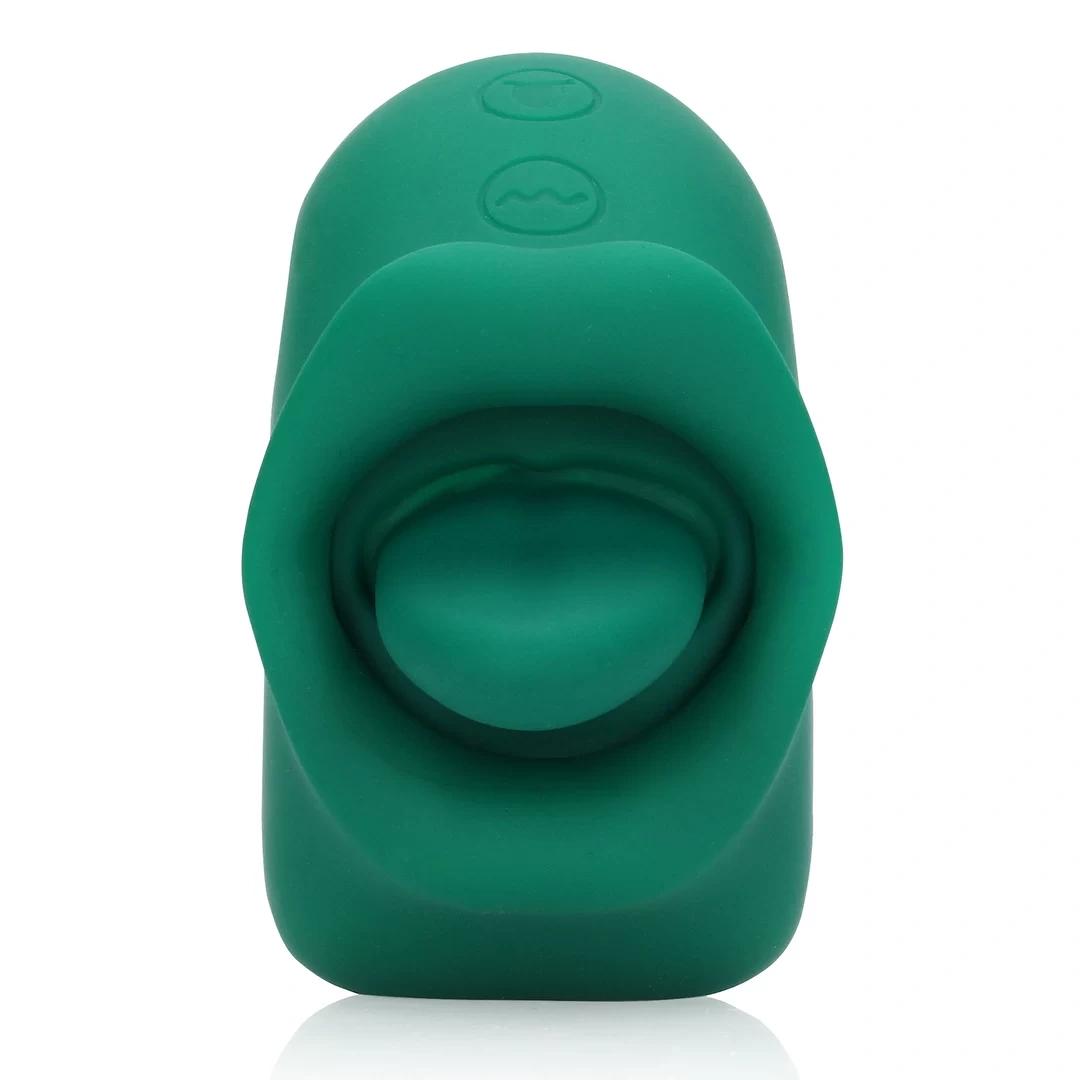 Stimulator Clitoris Licking&Vibrating, 20 Moduri Stimulatoare, Silicon, USB, Verde, 8.5 cm
