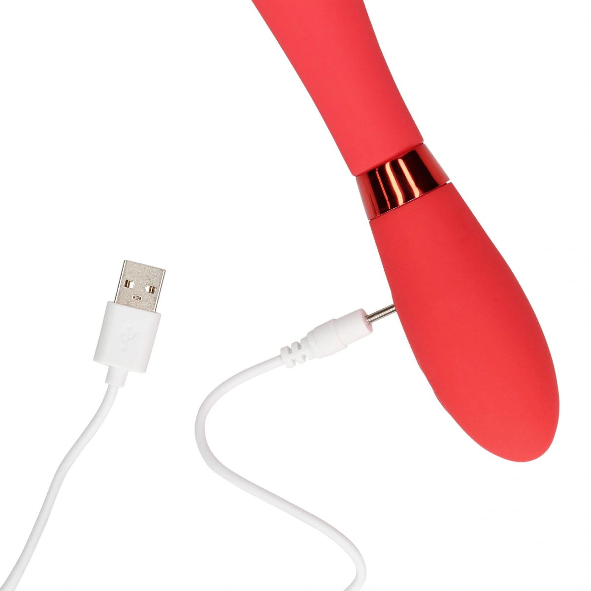 Vibrator Silicone Smooth Vibrator, 10 Moduri Vibratii, Silicon, USB, Rosu, 20.5 cm