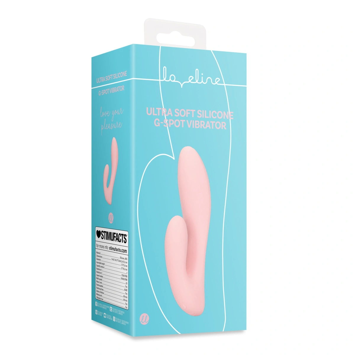 Vibrator Punctul G Loveline, 20 Moduri Vibratii, Ultra Soft Silicone, USB, Roz, 13.5 cm