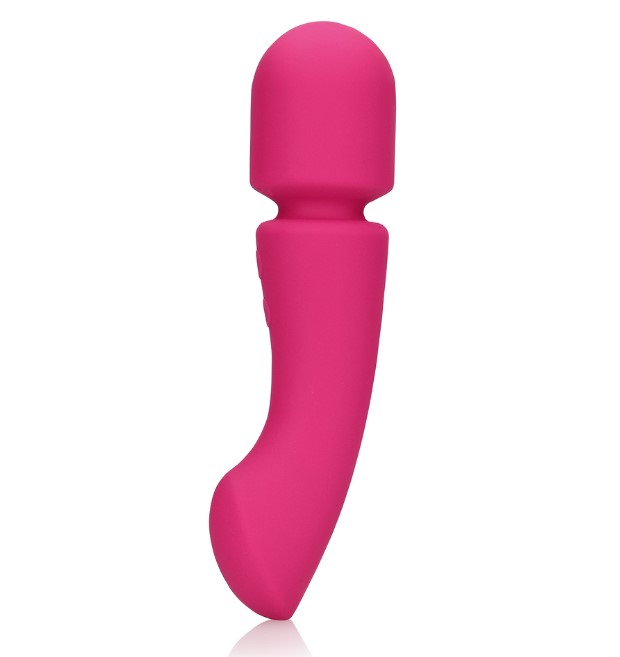 Vibrator Double-Sided Wand, 20 Moduri Vibratii, Silicon, USB, Roz, 16.5 cm