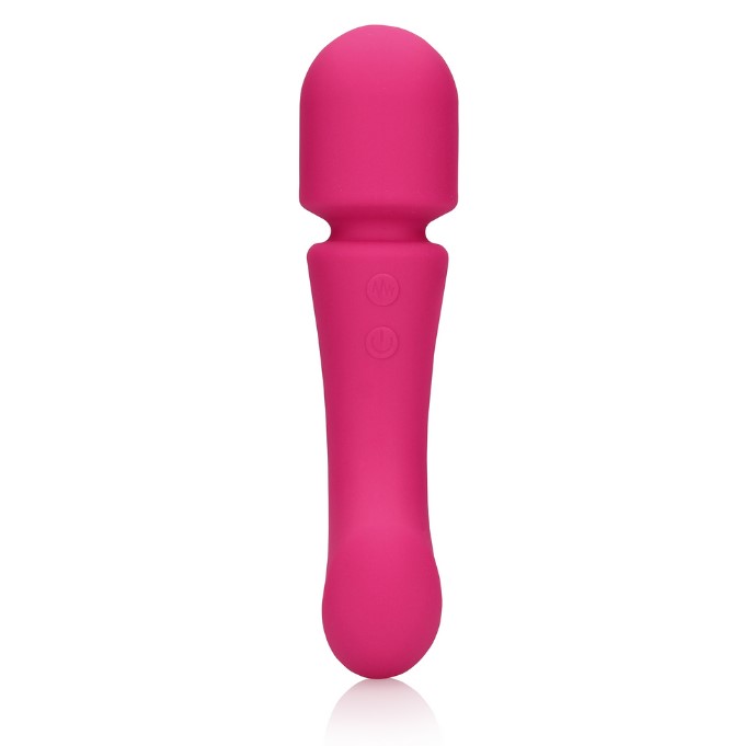 Vibrator Double-Sided Wand, 20 Moduri Vibratii, Silicon, USB, Roz, 16.5 cm