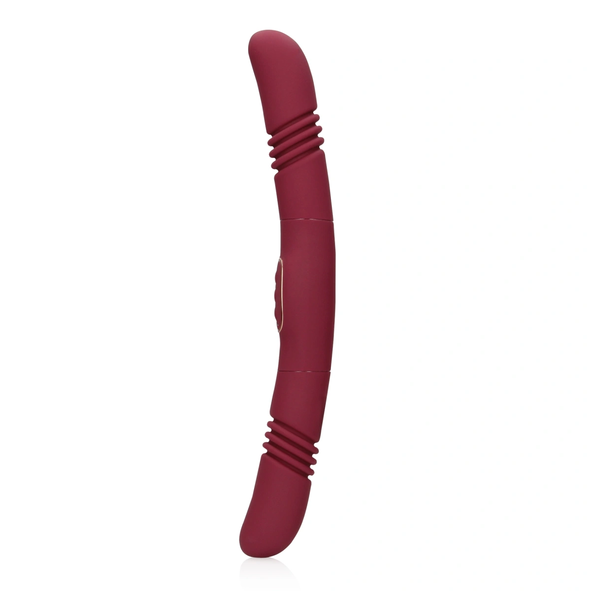 Vibrator Dublu Loveline Thrusting&Vibrating, 30 Moduri Vibratii, Silicon, USB, Rosu, 33 cm