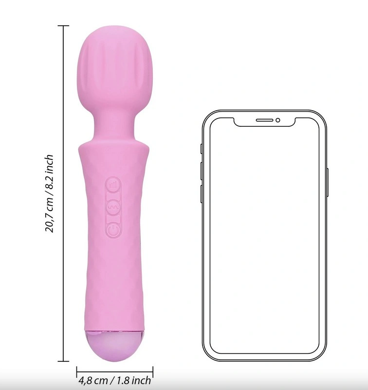 Vibrator Masaj Small Wand Vibrator, 20 Moduri Vibratii, 8 Intensitati, Silicon, USB, Roz, 20.7 cm