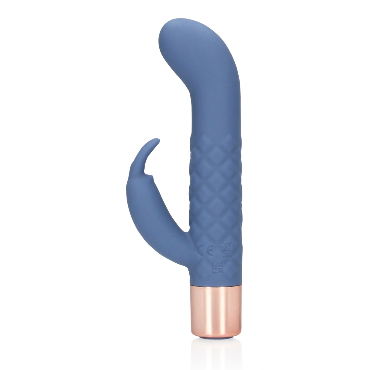 Vibrator Iepuras Mini Rabbit, 10 Moduri Vibratii, Silicon, USB, Albastru, 14.3 cm