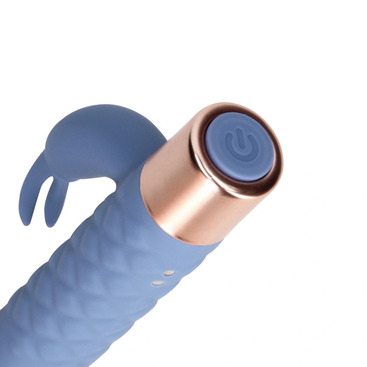Vibrator Iepuras Mini Rabbit, 10 Moduri Vibratii, Silicon, USB, Albastru, 14.3 cm