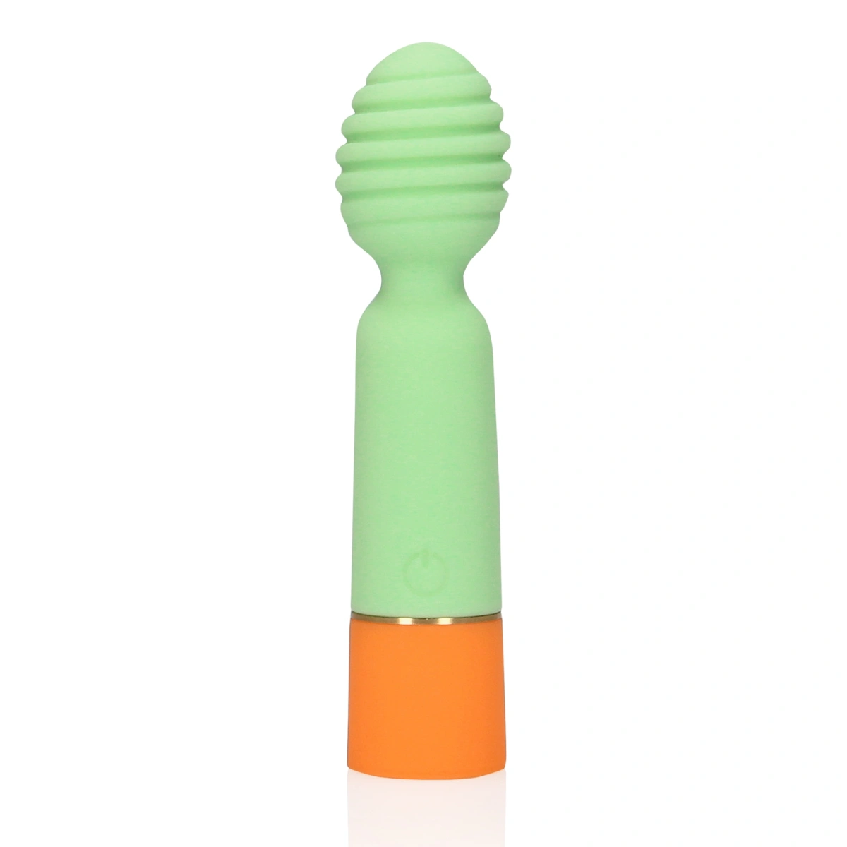 Vibrator Masaj Ribbed Mini Vibrator, 10 Moduri Vibratii, Silicon, USB, Verde, 12.2 cm
