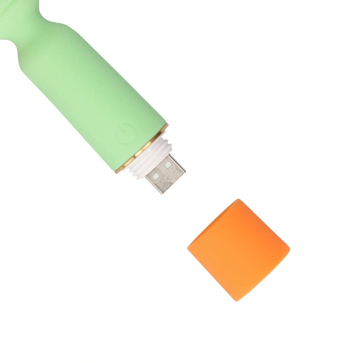 Vibrator Masaj Ribbed Mini Vibrator, 10 Moduri Vibratii, Silicon, USB, Verde, 12.2 cm
