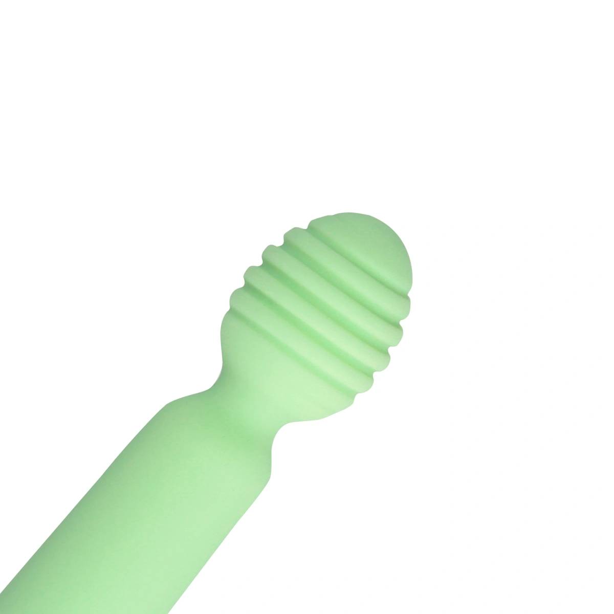 Vibrator Masaj Ribbed Mini Vibrator, 10 Moduri Vibratii, Silicon, USB, Verde, 12.2 cm