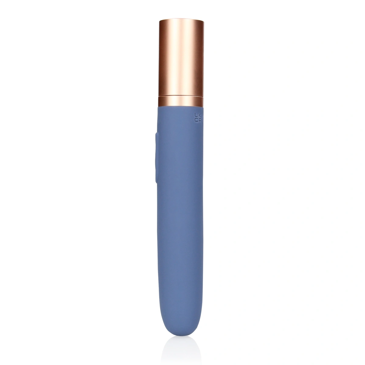 Vibrator Travel cu Compartiment pentru Lubrifiant, 10 Moduri Vibratii, Silicon, USB, Albastru, 18.6 cm