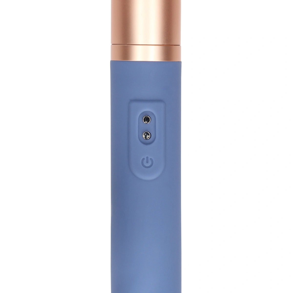 Vibrator Travel cu Compartiment pentru Lubrifiant, 10 Moduri Vibratii, Silicon, USB, Albastru, 18.6 cm