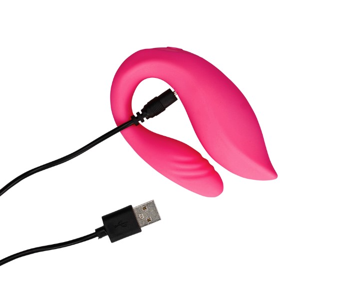 Vibrator Cuplu Couple Toy Remote Control, 10 Moduri Vibratii, Silicon, USB, Roz