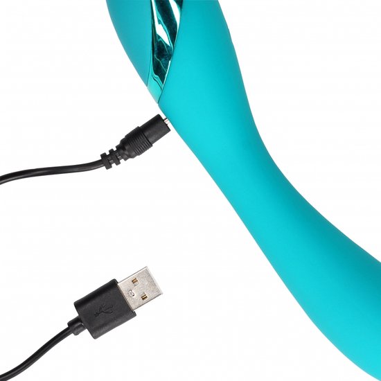 Vibrator Punctul G Loveline, 10 Moduri Vibratii, Silicon, USB, Turcoaz, 19.5 cm