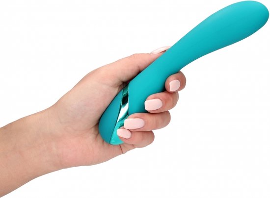 Vibrator Punctul G Loveline, 10 Moduri Vibratii, Silicon, USB, Turcoaz, 19.5 cm