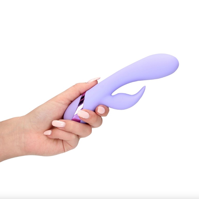 Vibrator Smooth Silicone Rabbit Vibrator, 10 Moduri Vibratii, USB, 20 cm, Mov