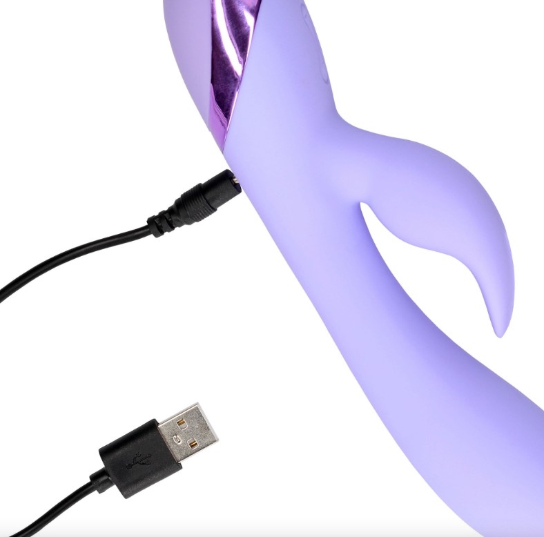 Vibrator Smooth Silicone Rabbit Vibrator, 10 Moduri Vibratii, USB, 20 cm, Mov