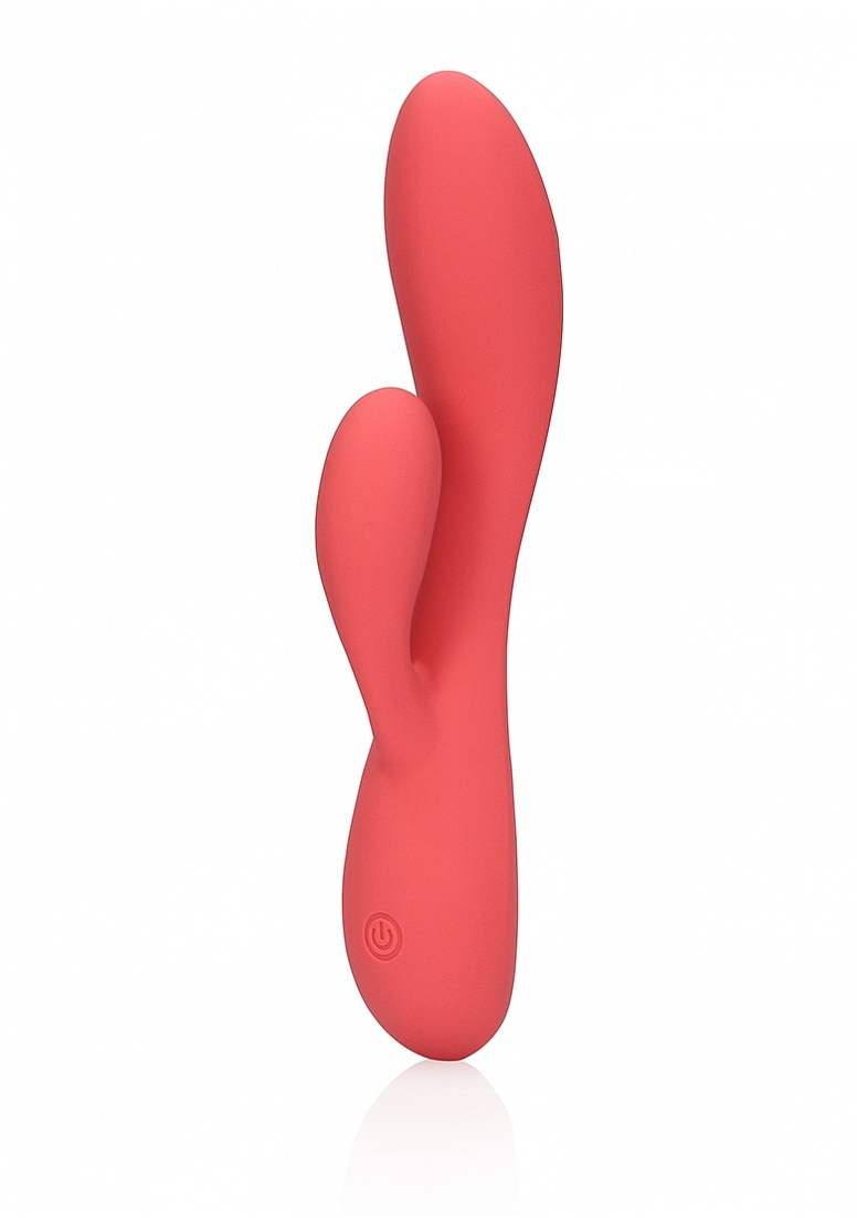 Vibrator Smooth Ultra Soft Silicone Rabbit, 10 Moduri Vibratii, Rosu, 20 cm