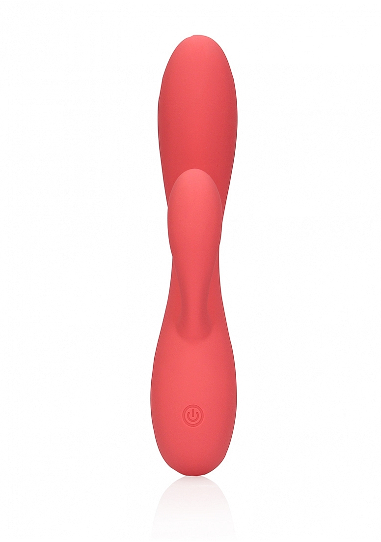 Vibrator Smooth Ultra Soft Silicone Rabbit, 10 Moduri Vibratii, Rosu, 20 cm