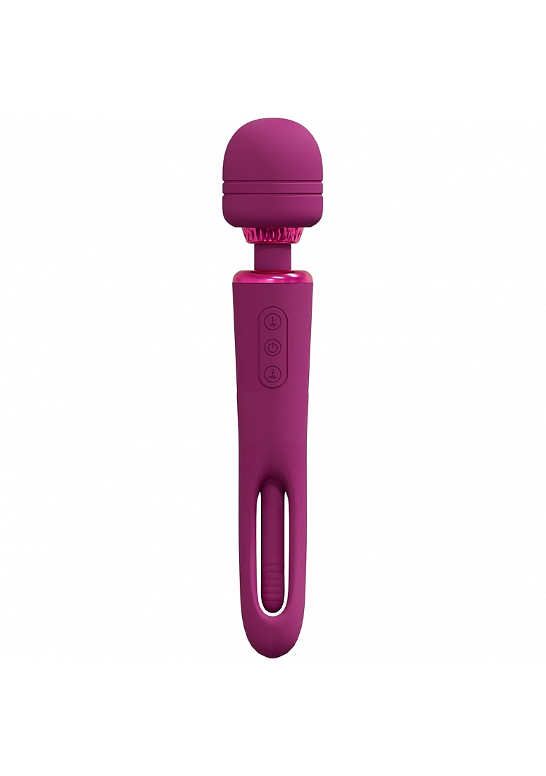 Vibrator Double Wand Kiku G-Spot Flapping, 10 Moduri Vibratii, Silicon, USB, Roz, 25.2 cm