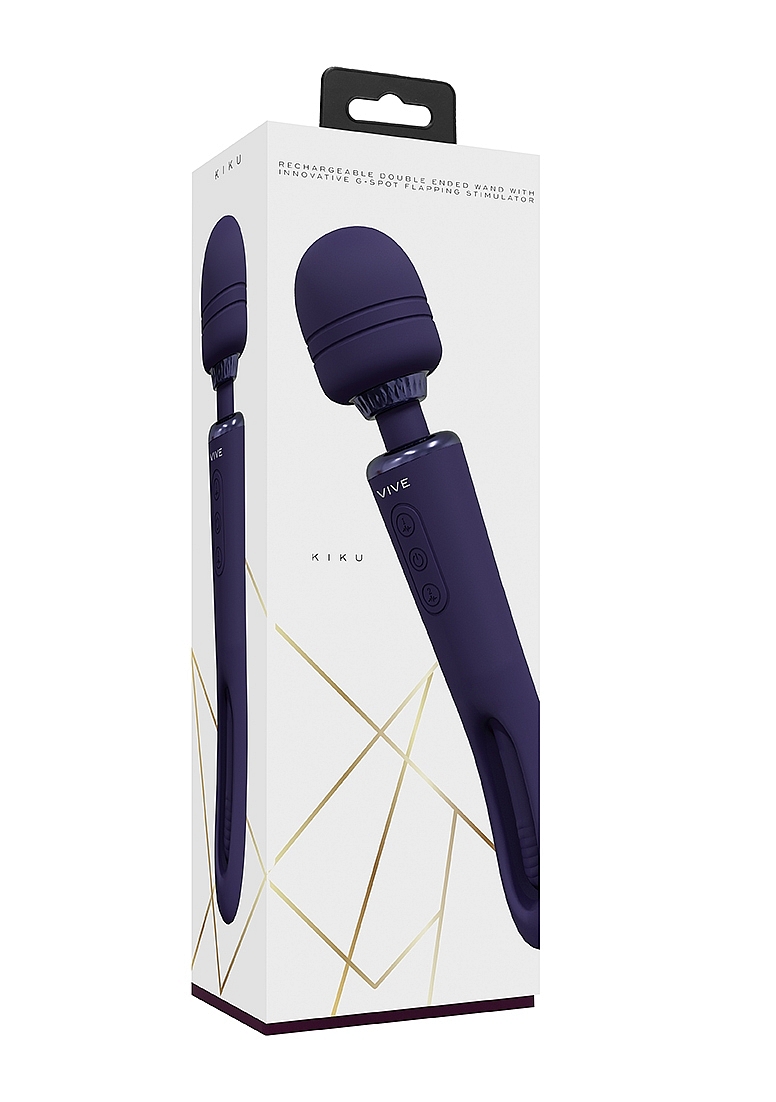 Vibrator Double Wand Kiku G-Spot Flapping, 10 Moduri Vibratii, Silicon, USB, Mov, 25.2 cm